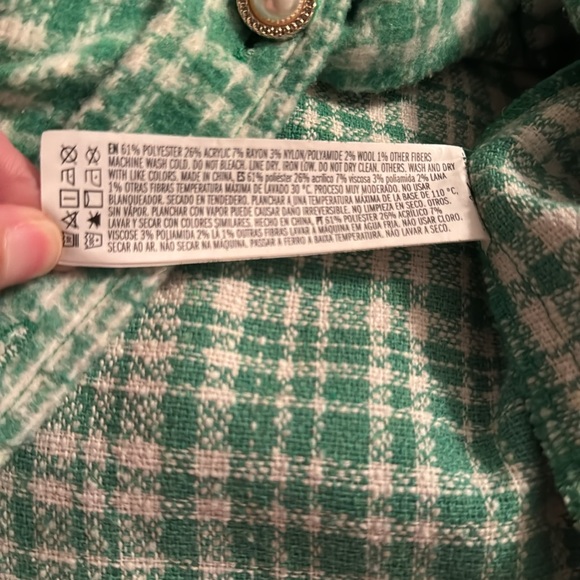 Forever 21 Plaid Longline Shacket Size L Color Green Cream - Picture 8 of 8